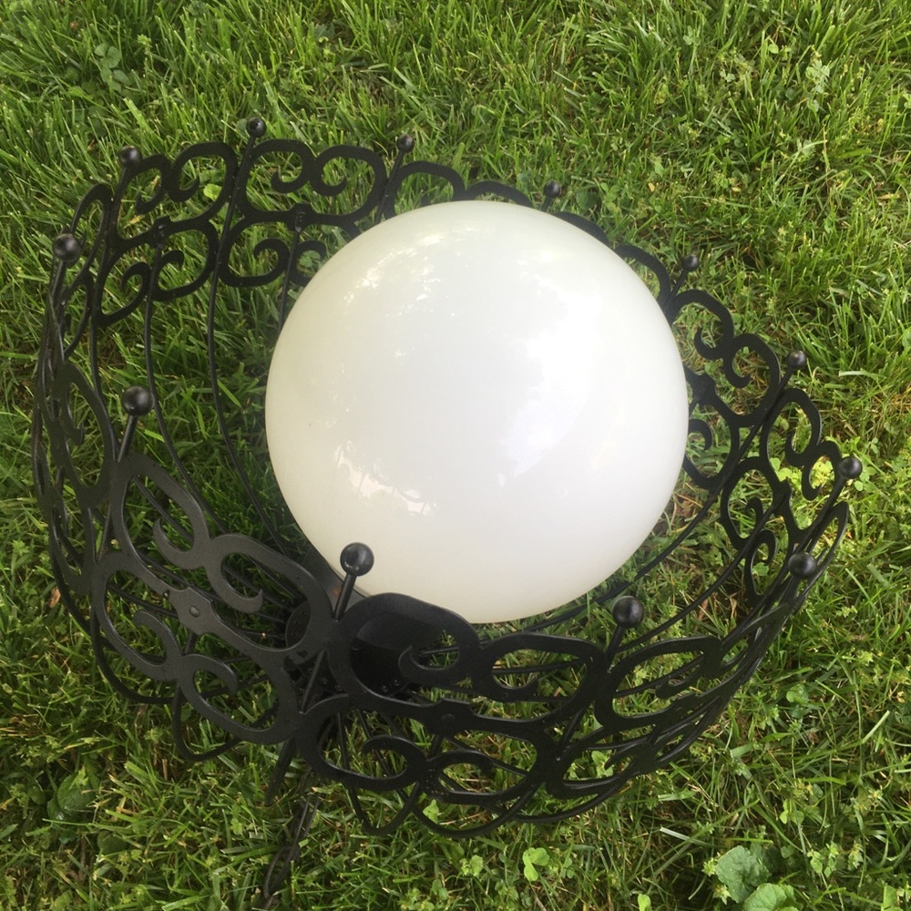 Set of 2 Vintage Cage Globe Mid Century Hanging Light Black - Picture 7 of 8